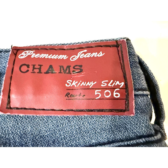 Chams Jeans Girls Size 14 Skinny Slim 506 Distressed Y2K Embroidered Pockets Hit - Picture 9 of 9